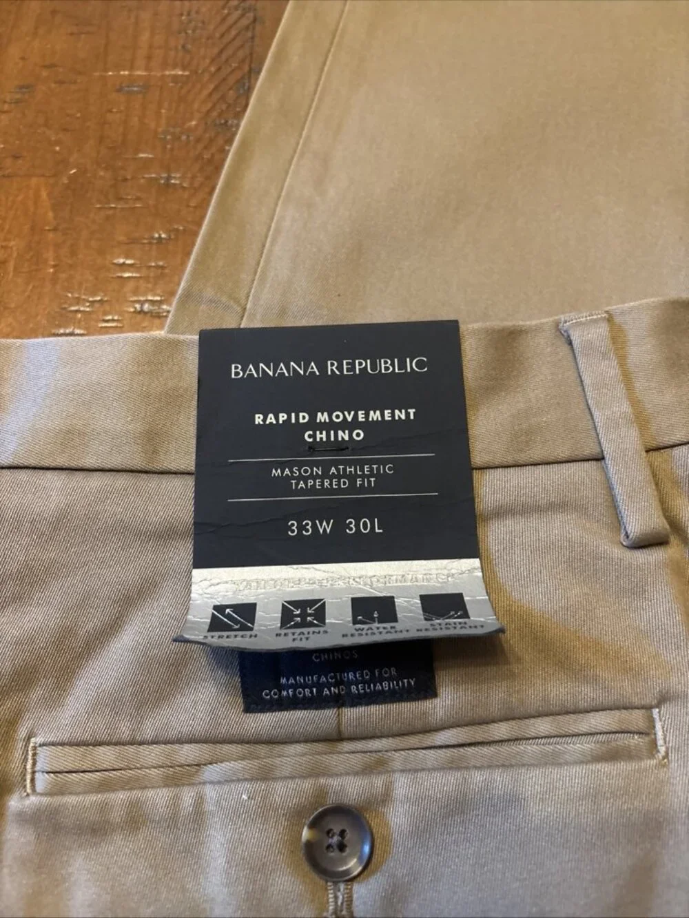 banana republic pants men Mason Athletic Tan Chinos Size 33 X 30 NWT